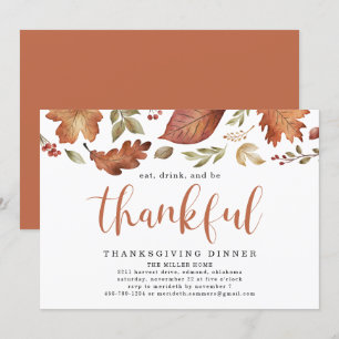 Invitation Mangez, buvez et soyez reconnaissants envers les F