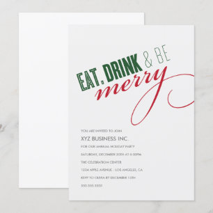 Invitation Mangez. Buvez l'invitation de fête de vacances de
