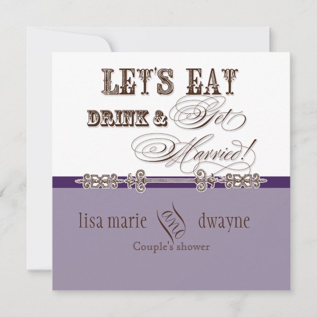 Invitation Mangez, buvez n Obtenez Marié Couples Douche Invit (Devant)