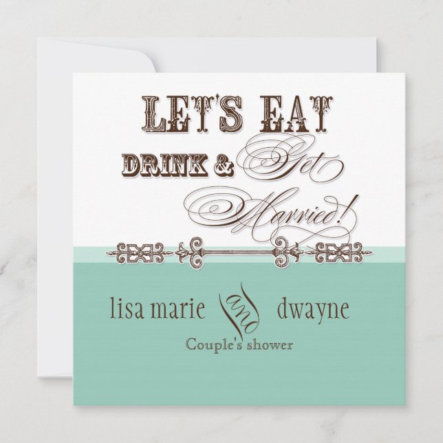 Invitation Mangez, buvez n Obtenez Marié Couples Douche Invit (Devant)