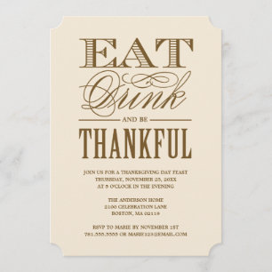Invitation Mangez la boisson et soyez dîner reconnaissant de