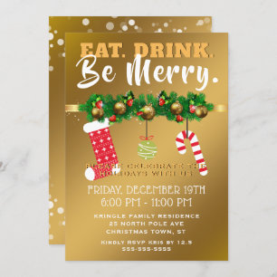 Invitation Mangez la boisson soit joyeuse fête de vacances