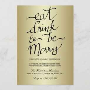 Invitation Mangez Un Verre Et Soyez Joyeux Noël Gold