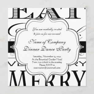 Invitation Mangez un verre et soyez très joyeux Design élégan