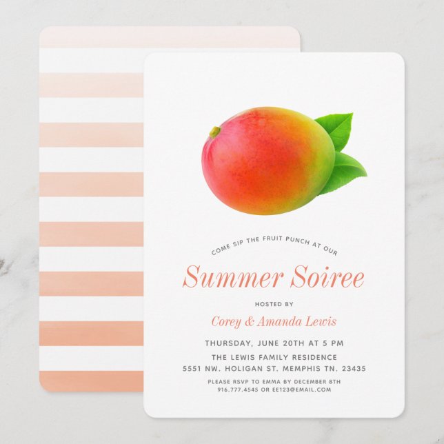 Invitation Mango d'été| Pique-nique de Soiree (Devant / Derrière)