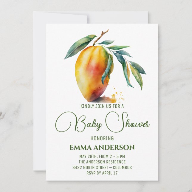 Invitation Mango tropical | BABY SHOWER (Devant)