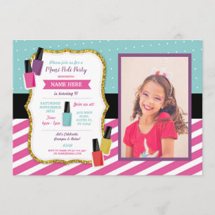 Invitation Mani Pedi Beauté Anniversaire Pamper Photo rose
