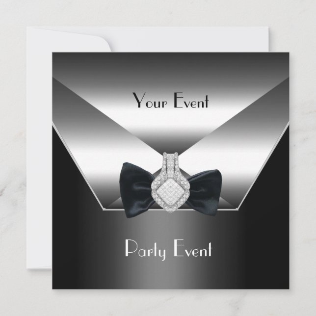 Invitation Manifestation Silver Black Cravate Diamond Jewel (Devant)