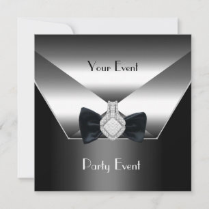 Invitation Manifestation Silver Black Cravate Diamond Jewel