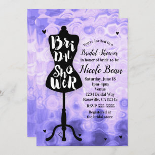 Invitation Mannequin moderne Glam Mode Fête de l'mariée viole