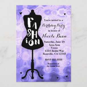 Invitation Mannequin Stand Vintage Retro Purple FASHION Party