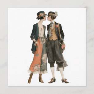 Invitation Mannequins de mode queer vintage 3 - feuille de dé