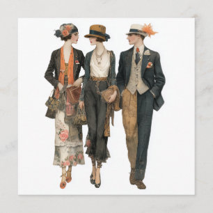 Invitation Mannequins de mode vintage thruple - feuille de dé