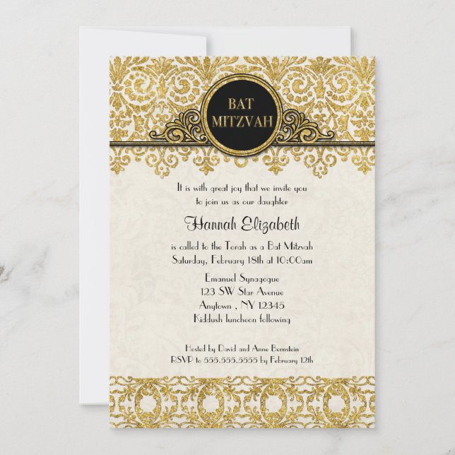 Invitation Manoir Anglais Style Maison Art Déco Nouveau Damas (Devant)