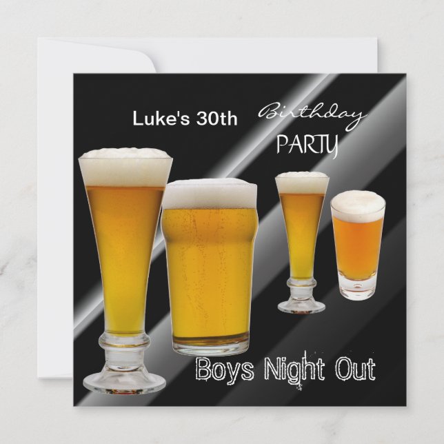 Invitation Mans 30e anniversaire de fête Bière Boys nuit (Devant)