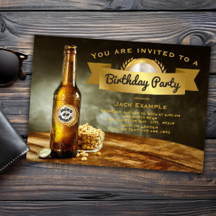 Invitation Mans Bière N'Importe Quel Numéro Anniversaire Fête