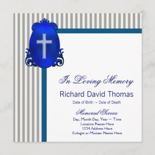 Invitation Mans Bleu Marine Gris En Mémoire Affectueuse Memor