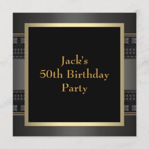 Invitation Mans en cuir Gold 50e fête d'anniversaire