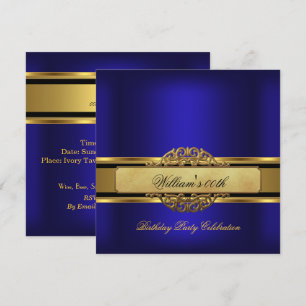 Invitation Mans Royal bleu or Anniversaire de fête Hommes