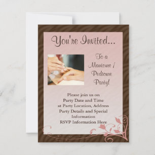 Invitation Manucure rose et Brown Manucure pédicure Invitatio
