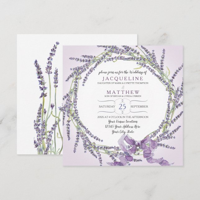 Invitation Manuscrit de l'aquarelle n de guirlande de fleur (Devant / Derrière)