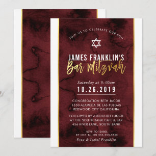 Invitation Manuscrit marron rouge d'or d'aquarelle de la