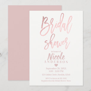 Invitation Manuscrit moderne de feuille d'or rose élégante de
