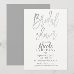 Invitation Manuscrit moderne élégant d'aluminium argenté de