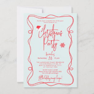 Invitation manuscrite bleue pour une fête de Noël