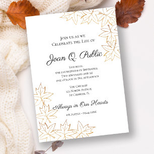 Invitation Maple Feuilles de l'automne commémoration de la vi