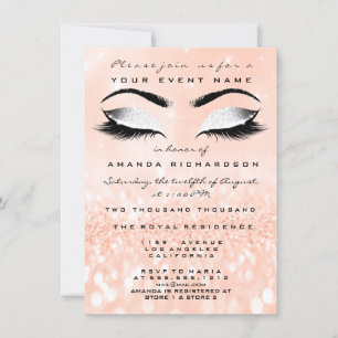 Invitation Maquillage de corail Pêche Parties scintillant bla