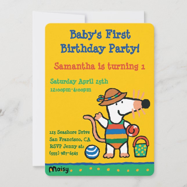 Invitation Maraisy à l'anniversaire de la plage (Devant)