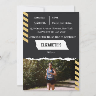 Invitation Marathon Running Runner Finisher Sports Party