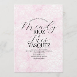 Invitation Marble Abstract Pink Wedding Script Black 