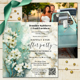 Invitation Marbre Artistique Floral Joyeux Jamais Après Maria