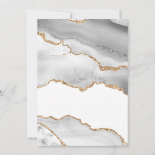 Invitation Marbre Blanc Grisé Agate Raffiné Paillettes Dorées