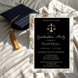Invitation Marbre blanc or école de droit fête de remise des