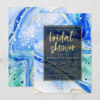 Marbre bleu éclaboussé avec Fête des mariées or