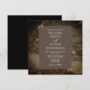 Invitation Marbre Brown et or Mariage