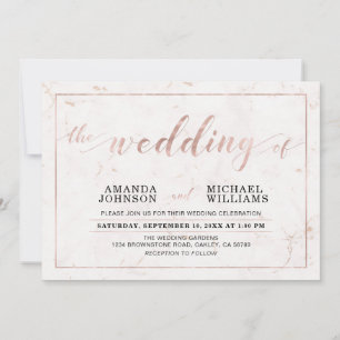 Invitation Marbre   Cérémonie de mariage simple typographie m
