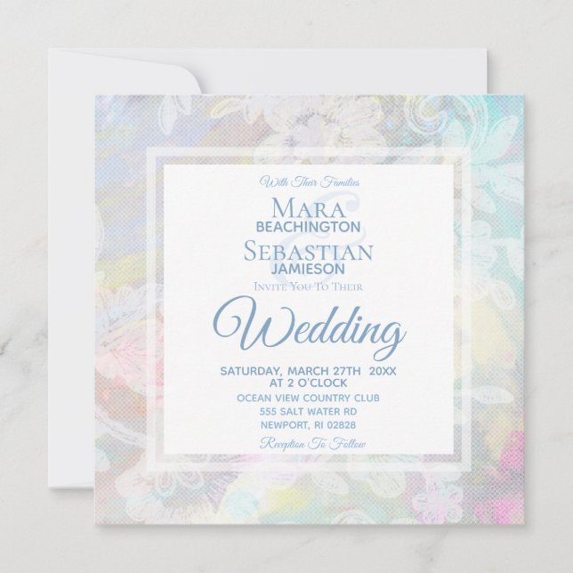 Invitation ~ Marbre de dentelle florale Mariage romantique vi (Devant)