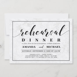 Invitation Marbre | Dîner simple et moderne de répétition Mar