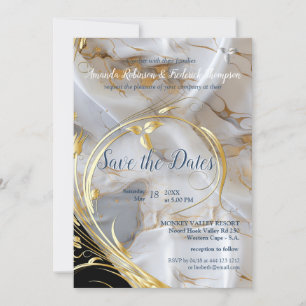 Invitation Marbre d'or blanc et ivoire sur soie