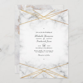 Invitation Marbre d'or Code QR géométrique RSVP Mariage
