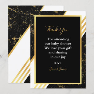 Invitation Marbre d'or rayures typographie noir merci