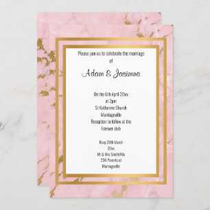 INVITATION MARBRE D'OR ROSE CLASSIQUE MARIAGE DE COUCHE ABSTR