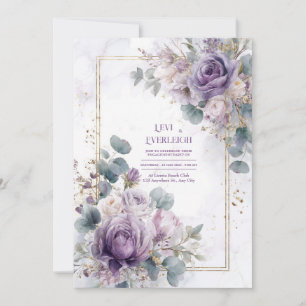 Invitation Marbre doré à la rose poussiéreuse élégante