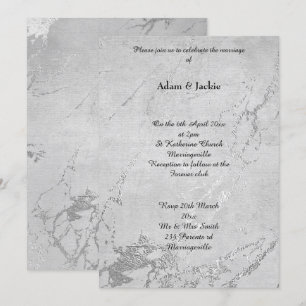 Invitation Marbre gris argenté Imprimer Mariage simple