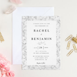 Invitation marbre gris élégant mariage moderne chic simple