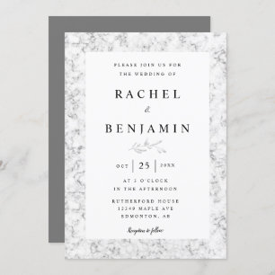 Invitation marbre gris élégant mariage moderne simple et chic